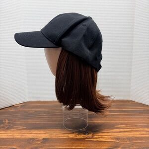 Fake Hair Wig Baseball Cap Black One Size Adjustable Strapback Costume Funny
